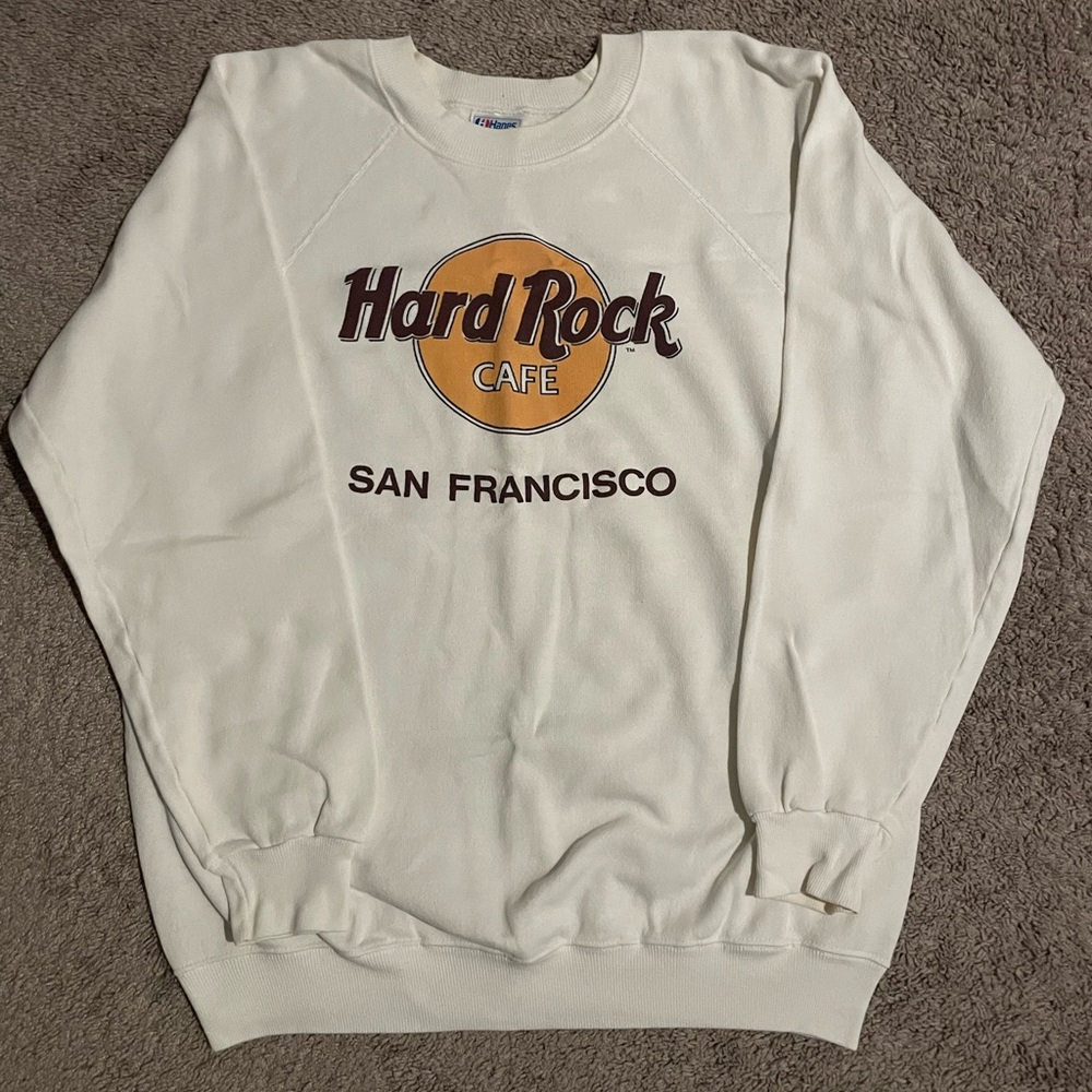 Vintage Hard Rock Cafe San Francisco crewneck sweater white size L